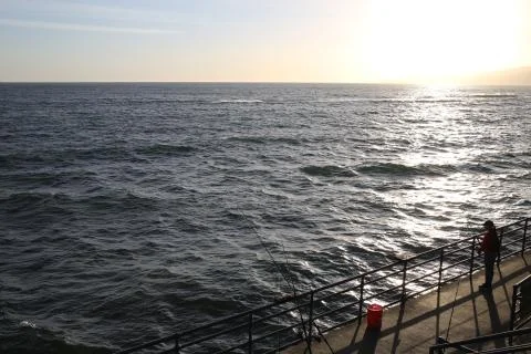 Sunset in Pacific Ocean Stock Photos