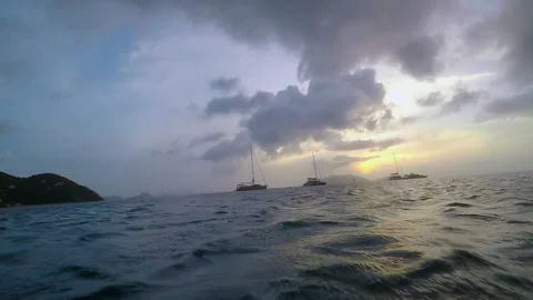SUNSET PADDLE BOARD SURF BOARD CARRIBEAN SEA OCEAN BEACH 240 FPS Video stock 142278833