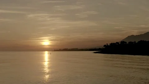 Sunset Paddle Boarder Stock Footage 142816227
