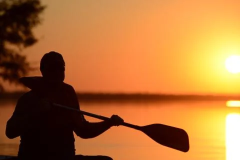 Sunset Paddler Free Stock Photos