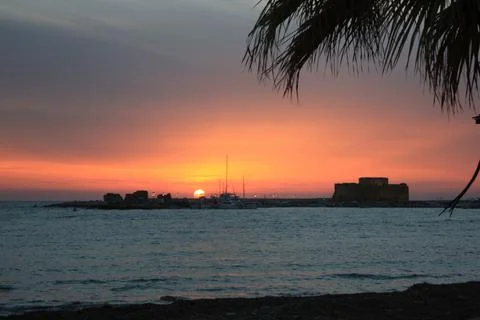 Sunset in Pafos Cyprus Stock Photos