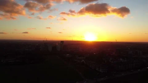 Sunset With Painted Clouds And Views Over South London Stock Footage 167996128