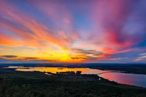 Sunset in Palava, pavlov, devicky, divci hrady, nove mlyny reservoir 스톡 사진