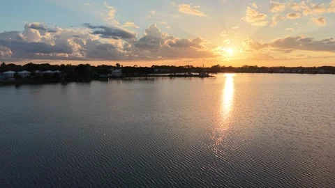 Sunset pan across lake Stock Footage 321037956