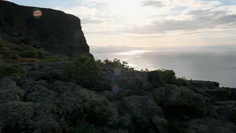 Sunset Pan Cliffs Ocean Island Stock Footage 102344502