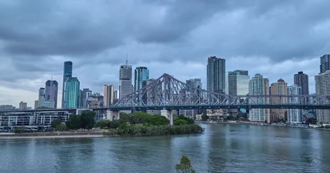 Sunset pan Time Lapse of Brisbane CBD, QLD, Australia, 10-16-2025 Stock Footage 320035484