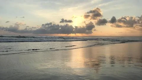 Sunset at pangandaran beach 스톡 사진