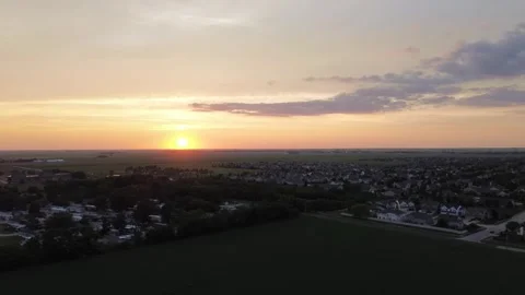 Sunset Panning Shot over Midwestern Neighborhood Stock Footage 245467048