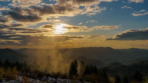 Sunset panorama in the Black Forest Stock Footage 125436475