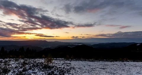 Sunset panorama in the Black Forest Stock Footage 125437654