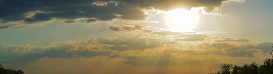 Sunset panorama with magic clouds Stock Photos