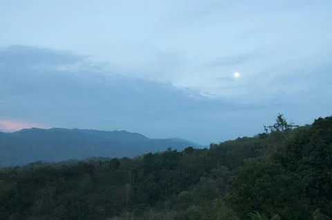 Sunset panorama in the mountains Stock Photos
