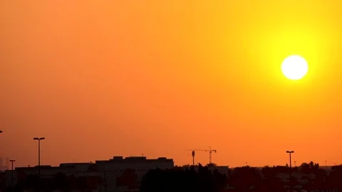 Sunset panorama movement on the urban view Stock Footage 85437029