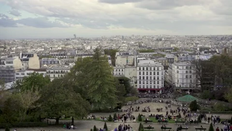 Sunset Panorama of Paris Timelapse from Sacre Coeur Stock Footage 230239091