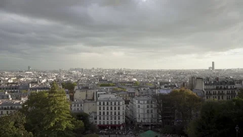 Sunset Panorama of Paris Timelapse from Sacre Coeur Stock Footage 230239220