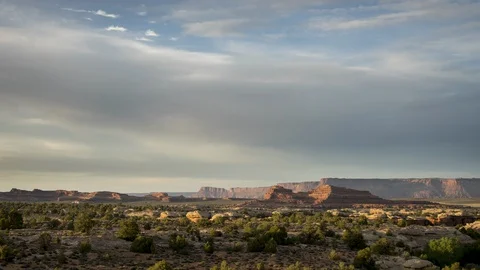 Sunset Panorama Timelapse in the Needles District of Canyonlands National Park Stock Footage 129039062
