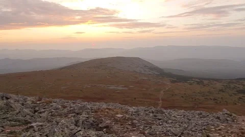 Sunset panorama from the top of the mountain Stock-Footage 161395856
