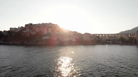 Sunset panoramic shot in Kavala Greece Stock Footage 116817889