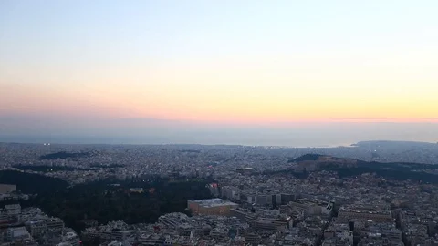 Sunset in Panoramic view of Athens in a  beautiful day. Capital city of Greece Stock Footage 119135818