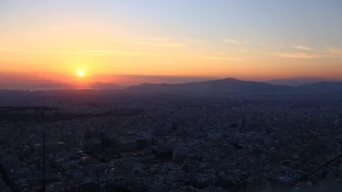 Sunset in Panoramic view of Athens in a  beautiful day. Capital city of Greece Stock-Footage 119135835