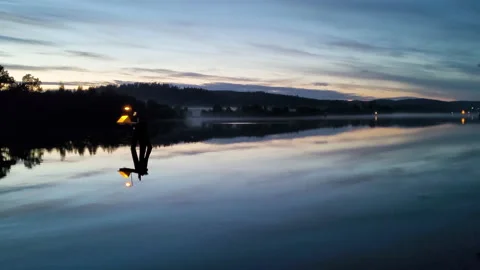 Sunset panoramic view of Göta Canal in Sweden, linked Göteborg to the Stock Footage 163954552