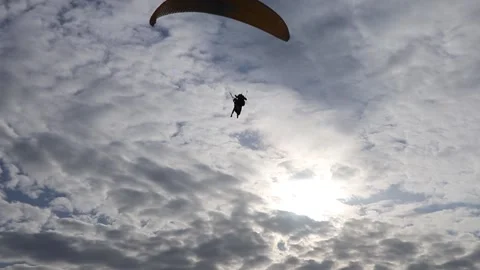 Sunset Paragliding in The Sky Stock Footage 141472248