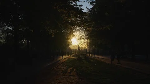 Sunset in Parc de Bruxelles Brussels Belgium Stock Footage 340558503