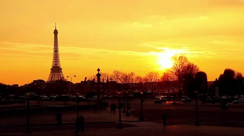 Sunset in Paris Stock Footage 64055112