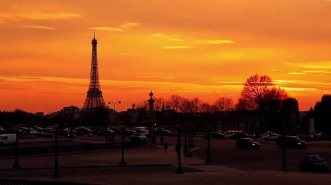Sunset in Paris Stock Footage 64055148