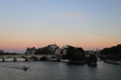 Sunset paris river Stock Photos