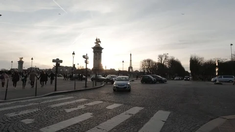 Sunset at Paris Street Stock Footage 126642035