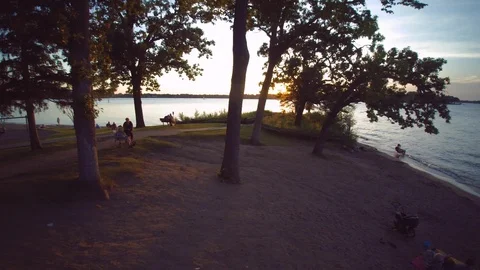 Sunset at park with bikers Video stock 105874798