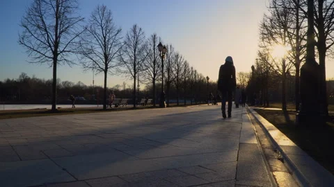 Sunset in the Park in early spring Stock Footage 88656891