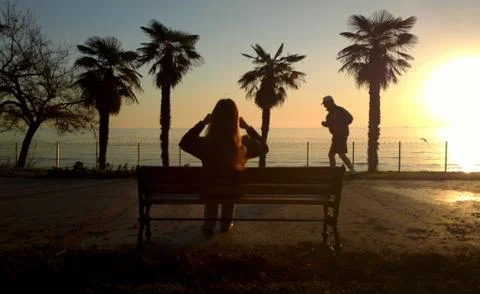 Sunset at the park Foto stock