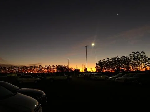 Sunset in parking lot Stock Photos