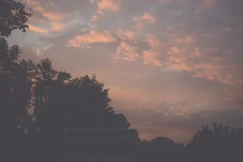 Sunset at the parking space for mobile homes Stock-Fotos