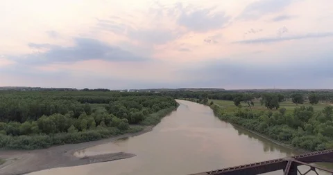 SUNSET PASS OVER RAIL ROAD BRIDGE 스톡 동영상 85716775
