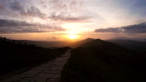 Sunset Pathway mountains 스톡 동영상 244309217