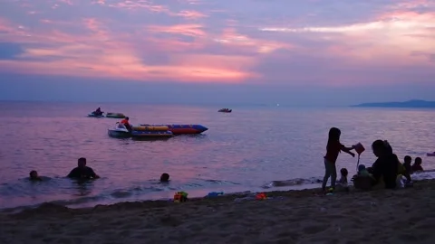 Sunset pattaya jomtien beach Stock Footage 219025924