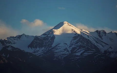 Sunset on a peak of Stok Range of Ladakh Stock Footage 79239050