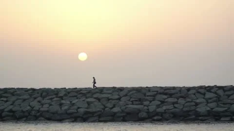 Sunset with People Video stock 12553639