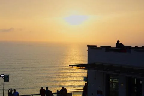Sunset on the Peruvian coast Stock Photos