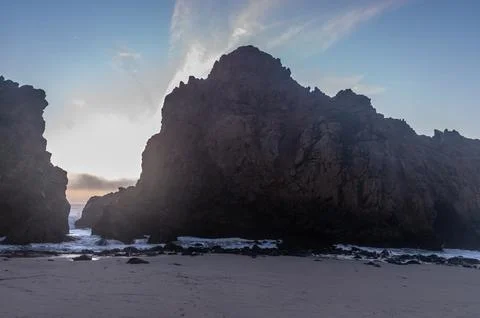 Sunset at Pfeiffer Beach Foto stock
