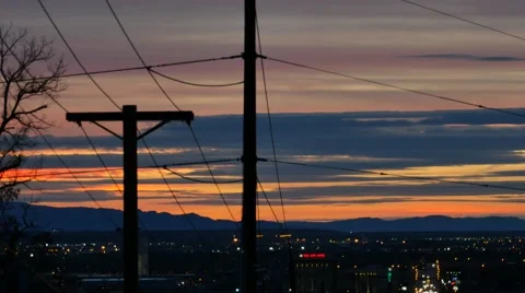 Sunset Phone lines UTAH Stock Footage 48436676
