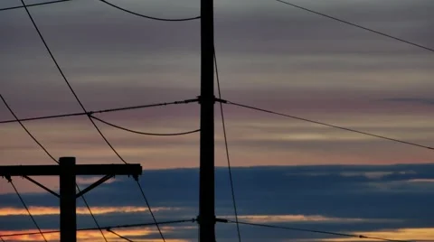 Sunset Phone lines UTAH Stock Footage 48436689