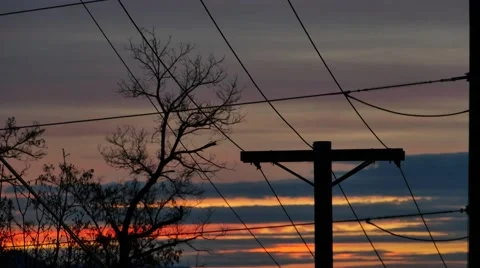 Sunset Phone lines UTAH Stock Footage 48436736