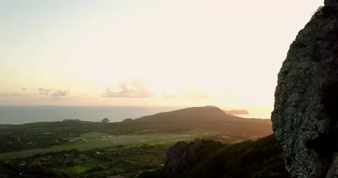 Sunset in Pico do Morro, Dois Irmos, airport in Fernando de Noronha Brazil. Stock Footage 130651060