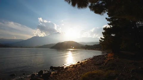 Sunset in a picturesque bay Stock-Footage 79530017