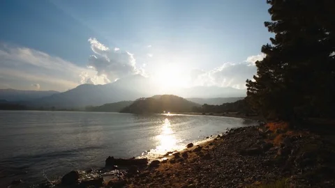 Sunset in a picturesque bay Video stock 79531667