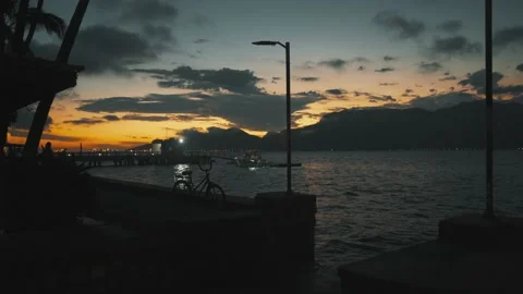 Sunset at pier and ocean Stock-Footage 150507682